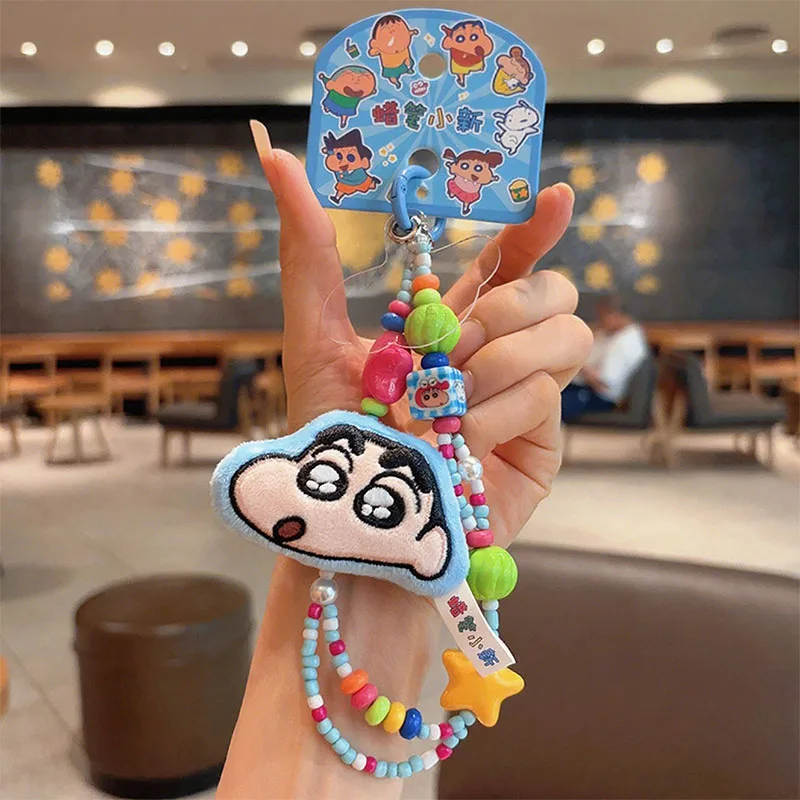 Miniso Crayonshinchan Plush Phone Chain Aida Himawari Plush Phone Pendant Car Pendant Student Backpack Pendant Children Gift