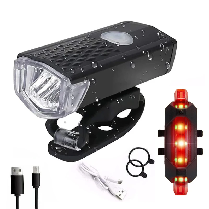 AliExpress Bike Bicycle Light USB LED Rechargeable Set MTB Road Bike Front Back Headlight Lamp Flashlight