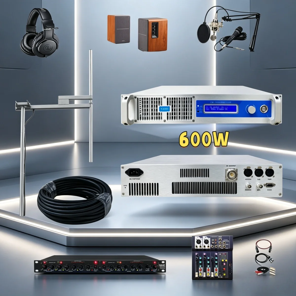 

Complete Broadcast Gear YXHT-1, 600W FM Transmitter Hi-Fi CD Sound For Church & Tourist Spot