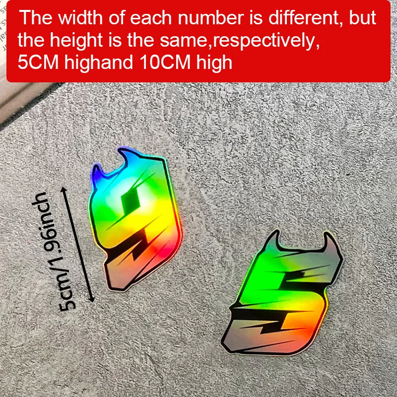 1PC Waterproof Demon Laser Number Vinyl Sticker for Motorcycle Racing Helmet Front Fairing Fuel Tank Scooter Body Decor