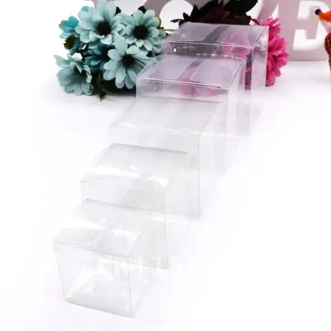 50pcs Square PVC Transparent Frosted Dot Candy Box Gift Bags Baby Shower Birthday Party Wedding Decoration Cake Packaging Boxes