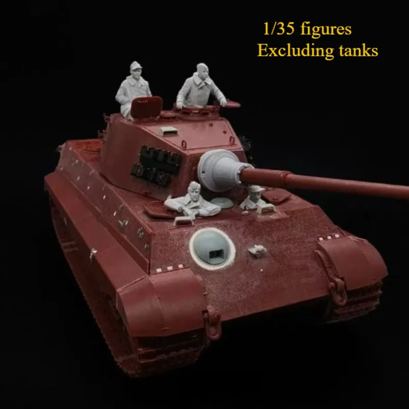 1/35 Scale Die Cast Resin Figure Assembled Model Kit Tank Crew 4 Man History Miniature Toy Unassembled and Unpainted