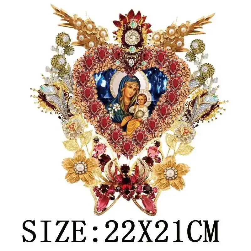 Beautiful Christian Mary Of Virgin Thermo Heat Transfer Sticker On Clothes DIY Washable Print-On T-Shirt Iron On Patches Decor