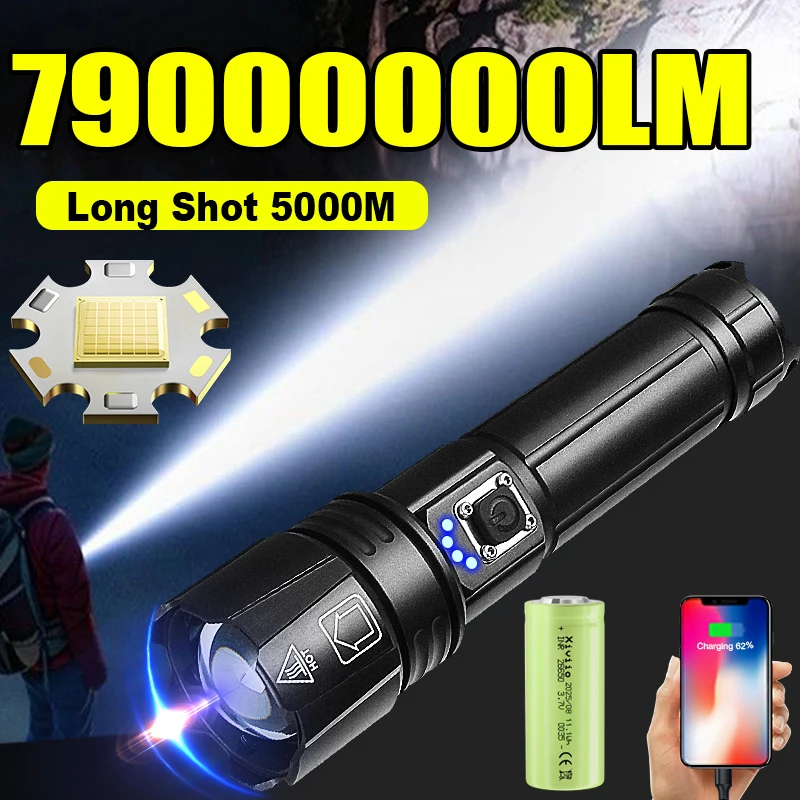 高輝度-led-懐中電灯超強力トーチライト強力な光-xhp360-ポータブルランプ充電式ズームフラッシュライト
