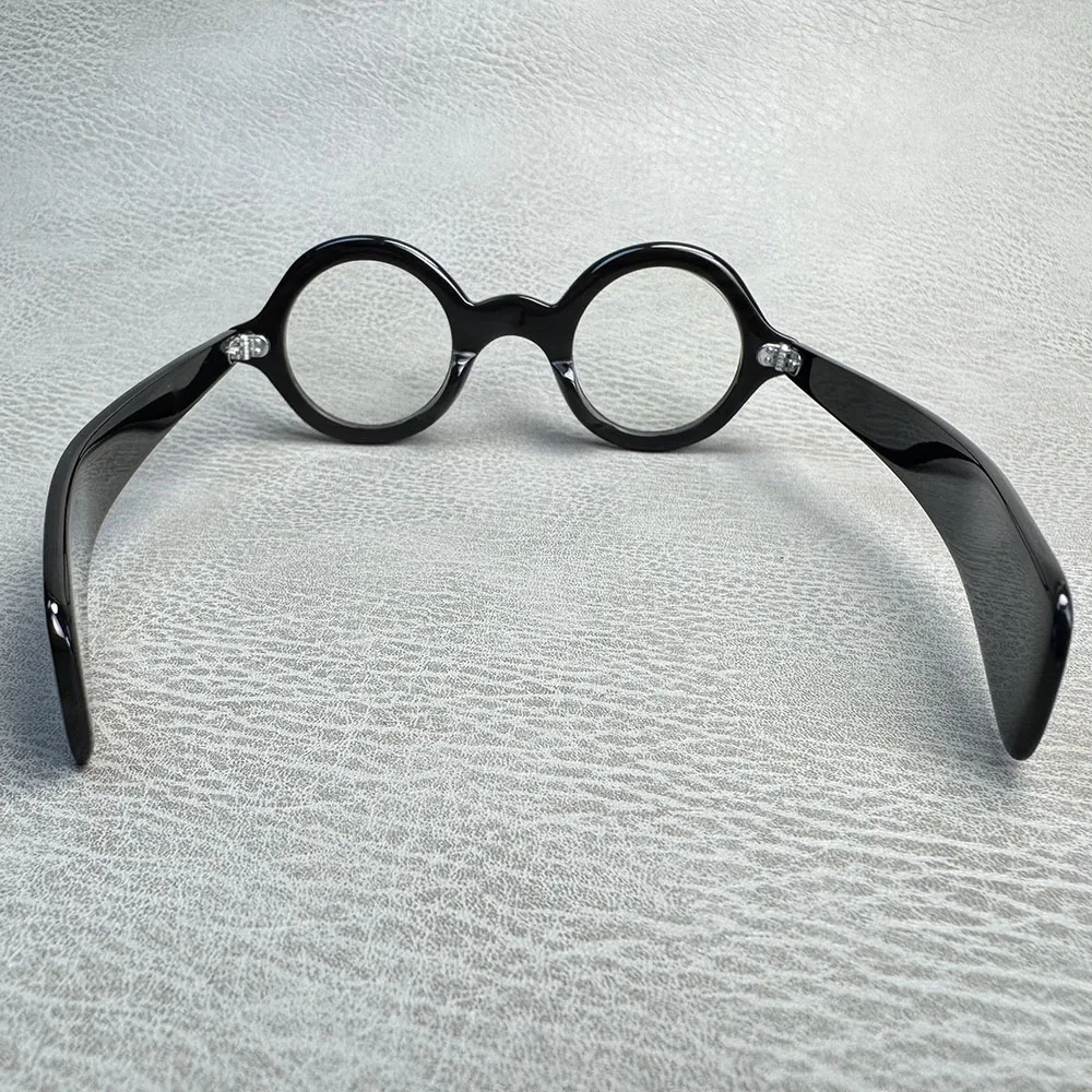 Eyeglass Frames Unique Small Round Vintage Optical Thick Eyeglasses Handmade Buffalo Horn Rivets Prescription Man Glasses Frames - view 4