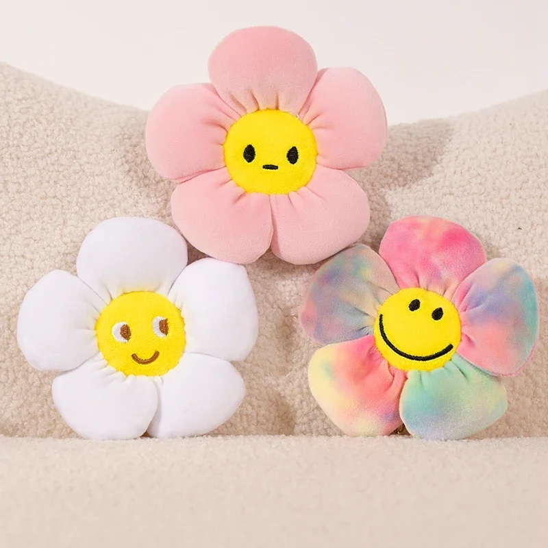 Cartoon Smiling Face Flower Keychain Pendant Cute Plush Bag Key Ring Pendant Creative Bag Decoration Accessories Couple Gifts