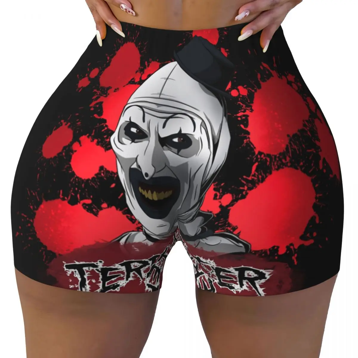 Custom Terrifiers Movie Art Horror Slasher Halloween Workout Shorts Women's Gym Volleyball Running Yoga Shorts