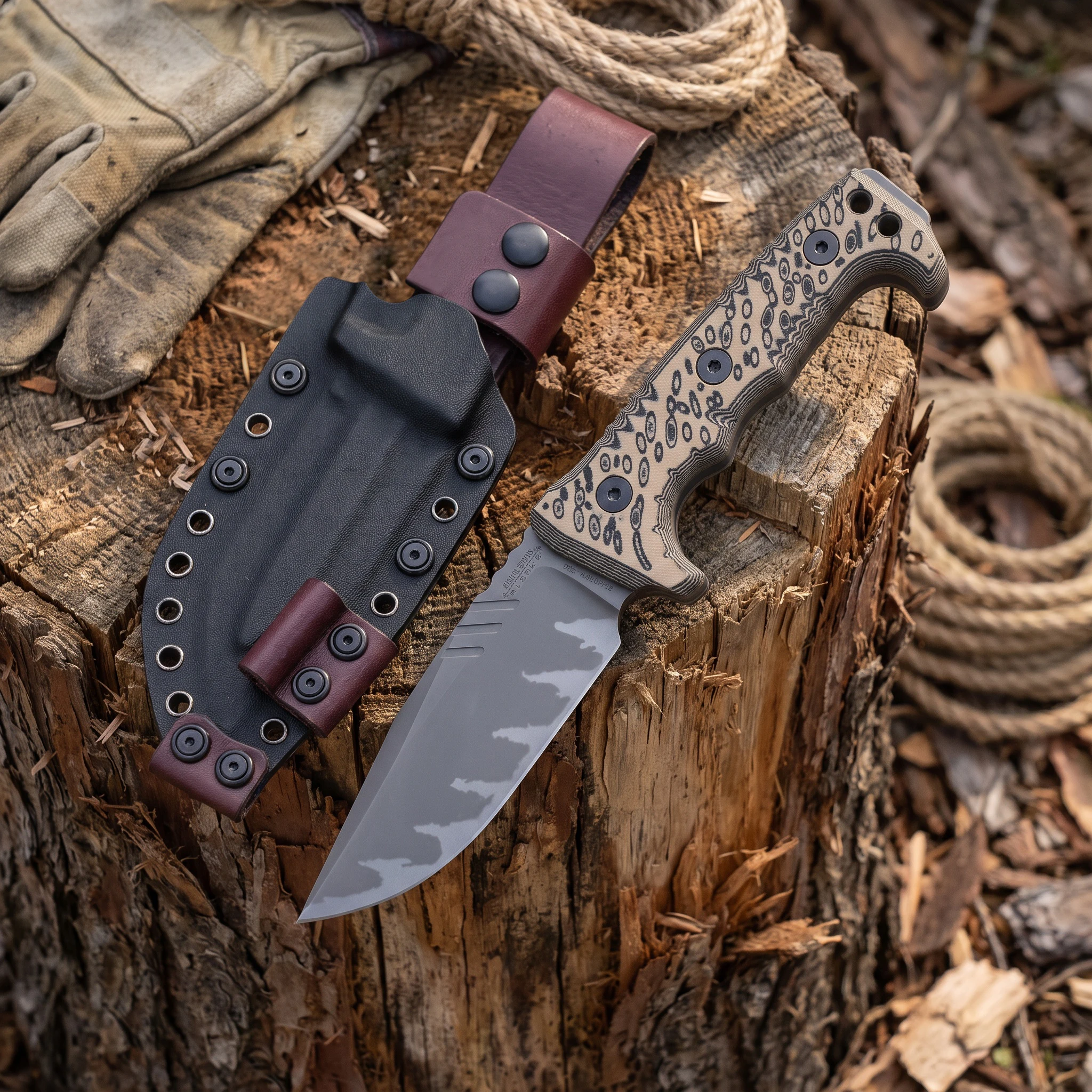 Miller Bros M8 Gold Black G10 Handle Outdoor Knife Multi-functional Camping Fishing Knife