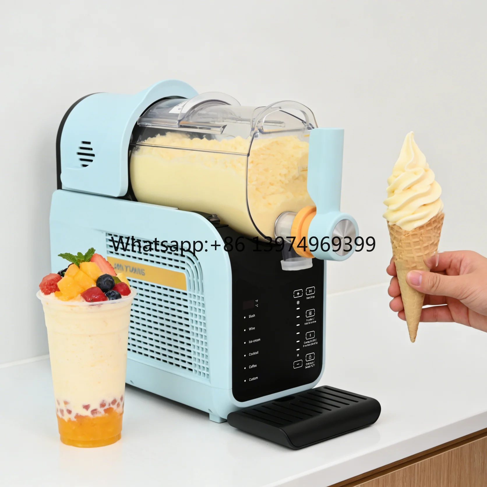 Compact Ice Cream Machine Slush Machine 1.8L Frozen Beverage Maker Countertop Electric Slushy Ice Blender Self Cleaning