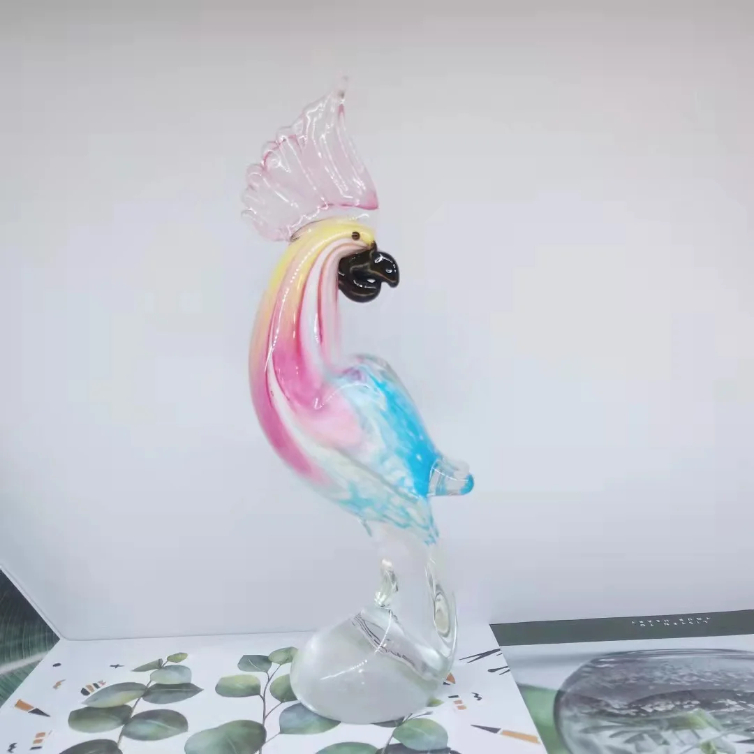 Glass Parrot Hand Blown  Crystal Art Animal Figurine Home Decoration  Bird delicate Desk Ornament