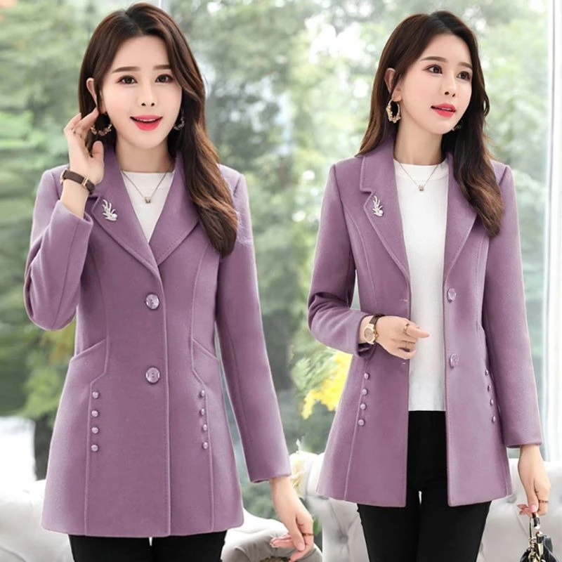 2025 New Arrival Women's Short Woolen Coat Korean Style Slim Fit Fashionable Slimming Trendy Wool Coat for Autumn Winter
