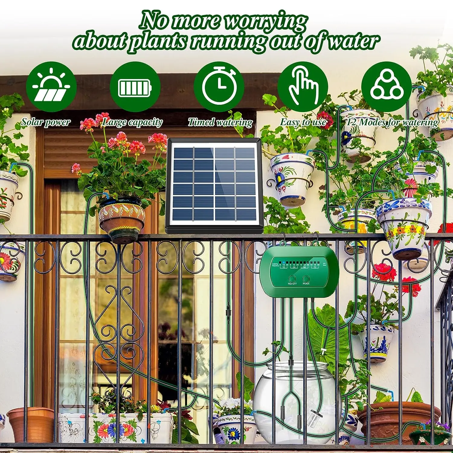 for Garden Greenhouse Dripper Controllers Kit Micro Drip  Pumps Solar Hydroponics Equipment Auto Drip Watering Irrigation System
