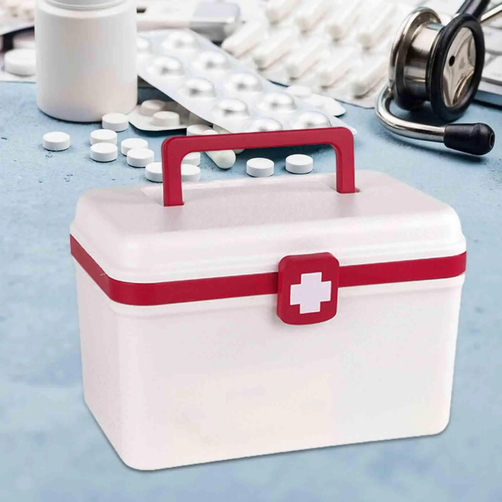 Medical First Aid Box Bin Storage Organizer for Sewing Cosmetic Hiking