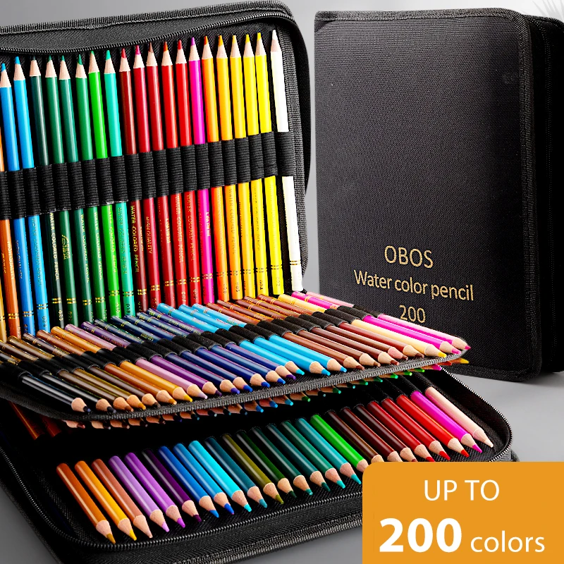 48/72/120/200 Pcs zestaw kolorowych ołówków kredki akwarelowe z etui profesjonalny rysunek szkicowania materiałów artystycznych
