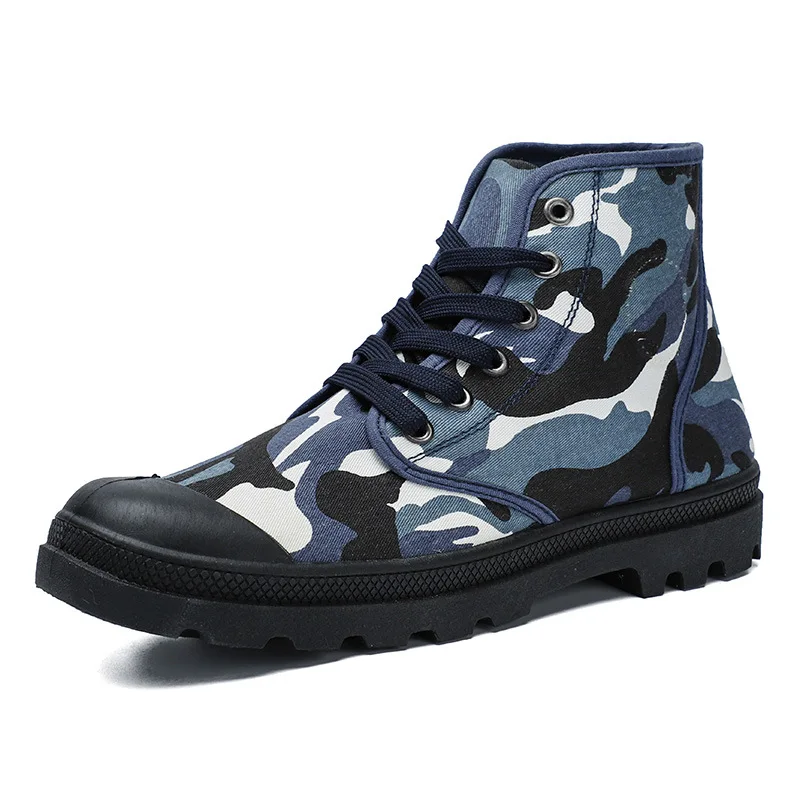 

Spring Autumn Men Canvas Shoes Casual High Top Lace up Camouflage Desert Shoes