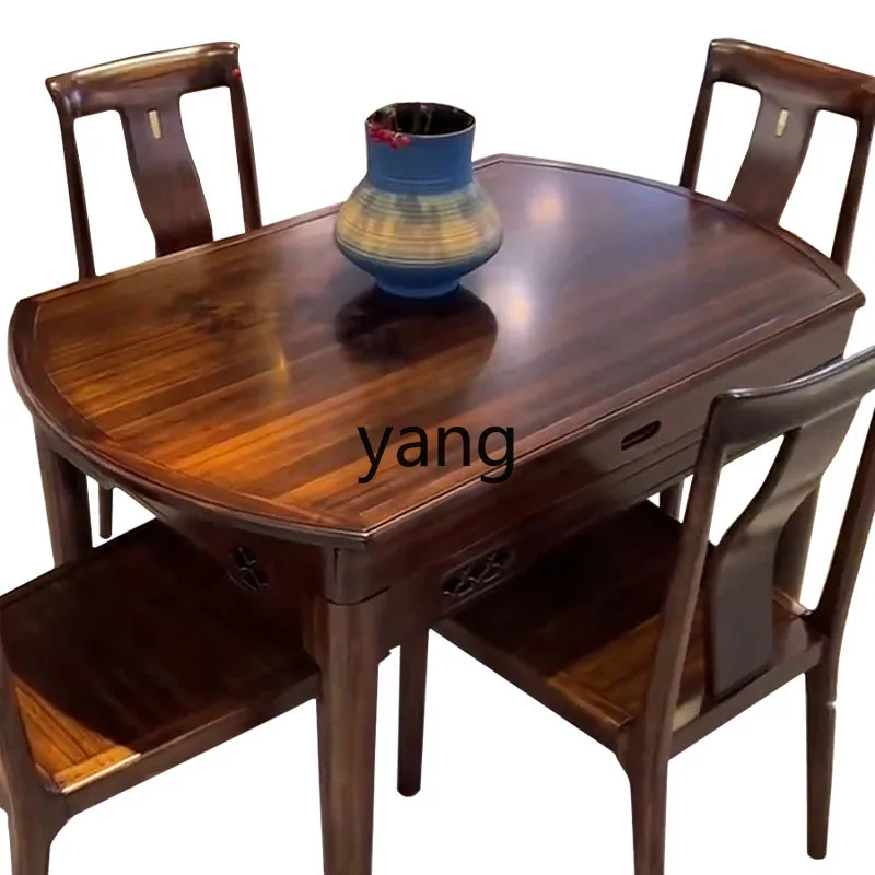 

YJQ new Chinese ebony dining table and chair combination simple solid wood dining table home restaurant foldable square