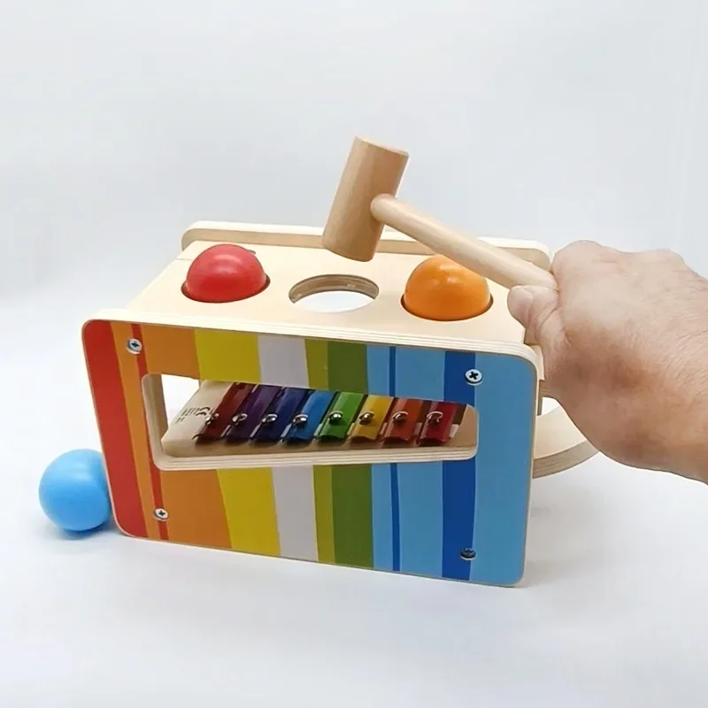 Banc de livre et de robinet avec Xylophone coulissant, jouets musicaux durables en bois pour les tout-petits, adaptés aux enfants