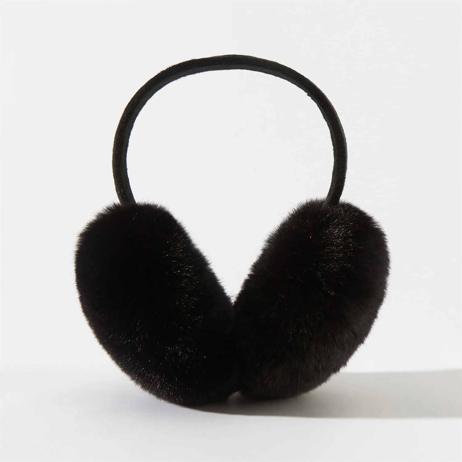 Orejeras negras plegables, exquisitas, de alta calidad, suaves, de felpa, cálidas, a prueba de viento, orejeras de imitación de piel de conejo, accesorio para mujer y niña