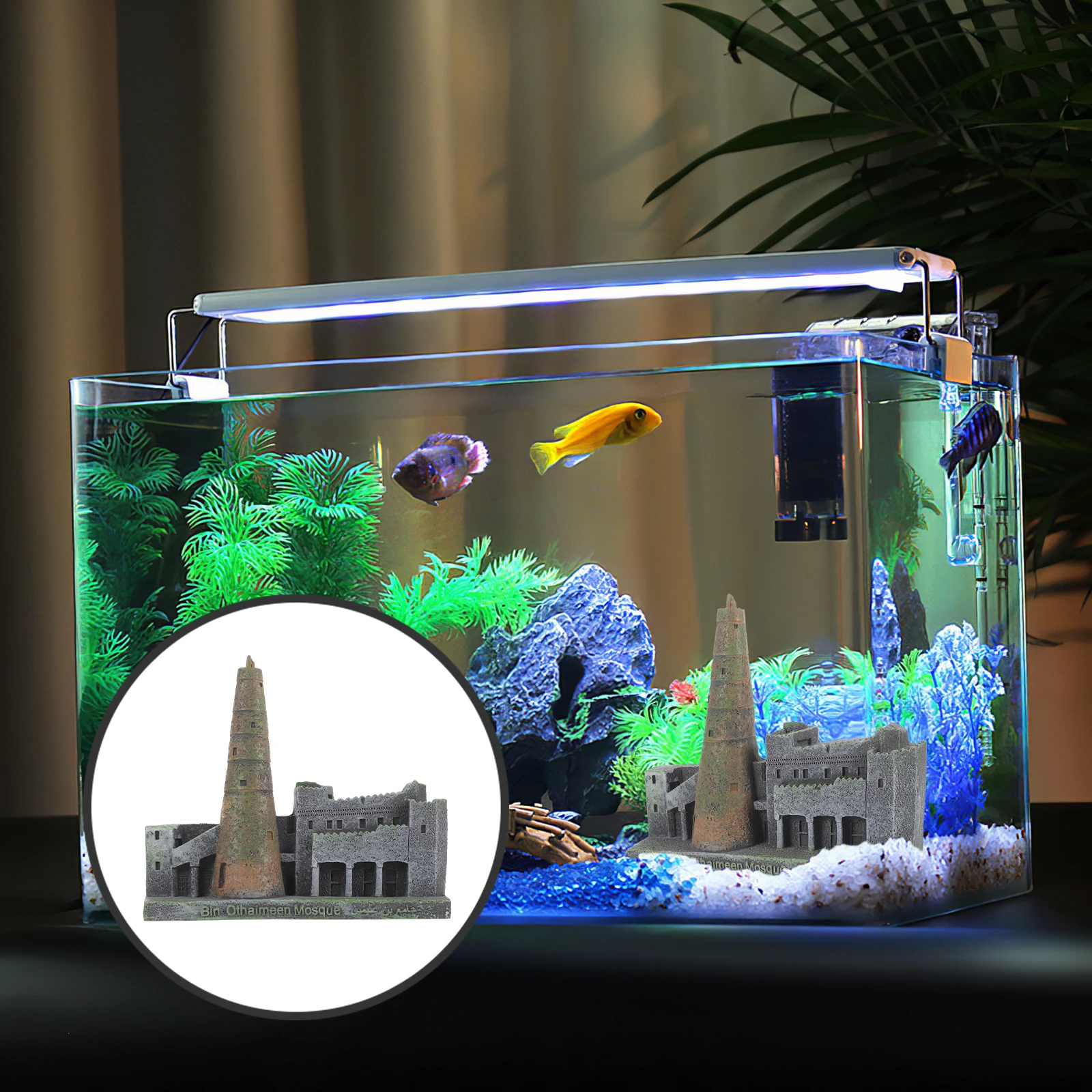 

Castle Statue Resin Craft Fish Tank Decoration Aquarium Adornment Vintage Style Natural L scape Stable Bottom Delicate