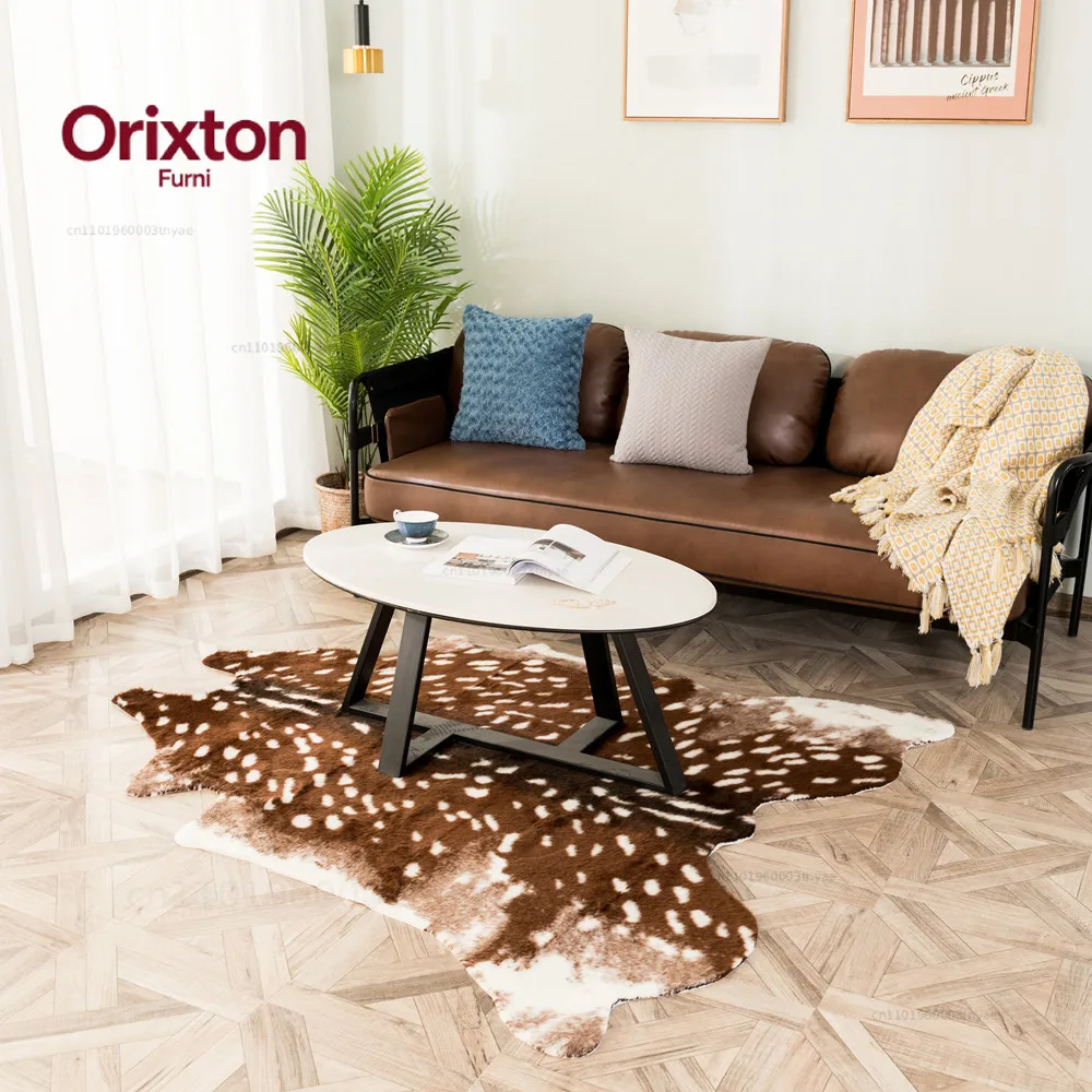 Fashion Hot Faux Deer Printed Carpet Velvet Imitation Leather Rugs Cowhide Animal Skins Natural Shape Carpets Decoration Mats