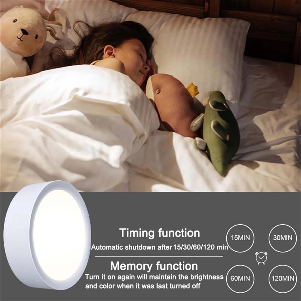 3 Colors LED Cabinet Lights Touch/Remote Control Puck Light Dimmable Night Lights for Kitchen Home Bedside Wardrobe Lighting