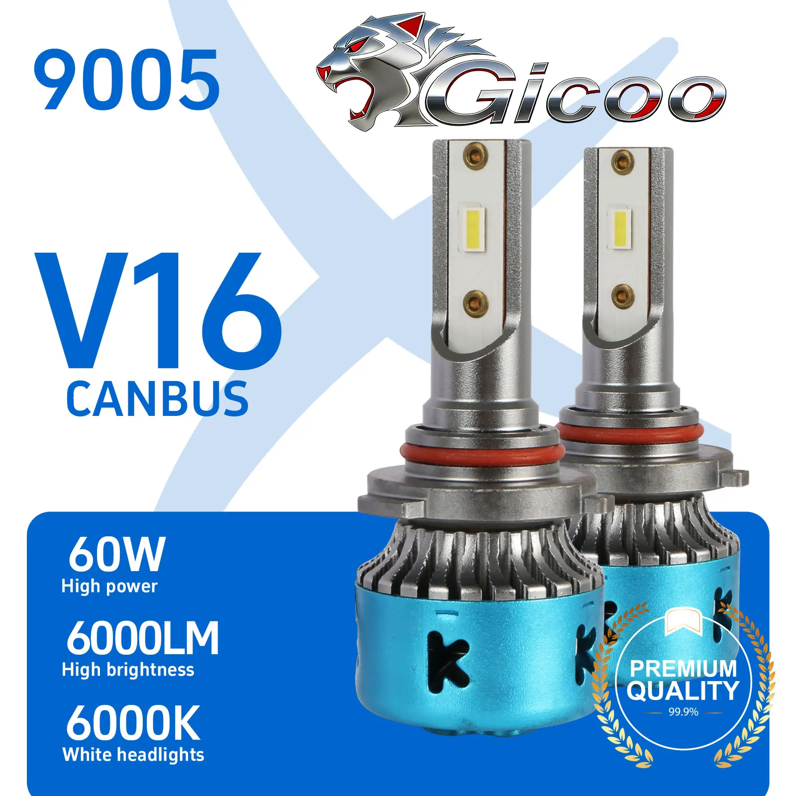 

GICOO H1 Universal Led Headlight 9005 H1 Car Headlight Bulbs 50W 8000LM 6000K Fog Light Auto Headlamp