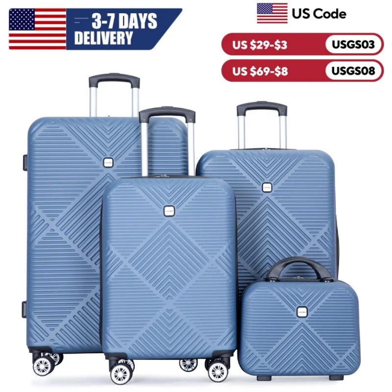 Travelhouse Luggage Set 4 Piece,ABS Lightweight Suitcase with Spinner Wheels,14