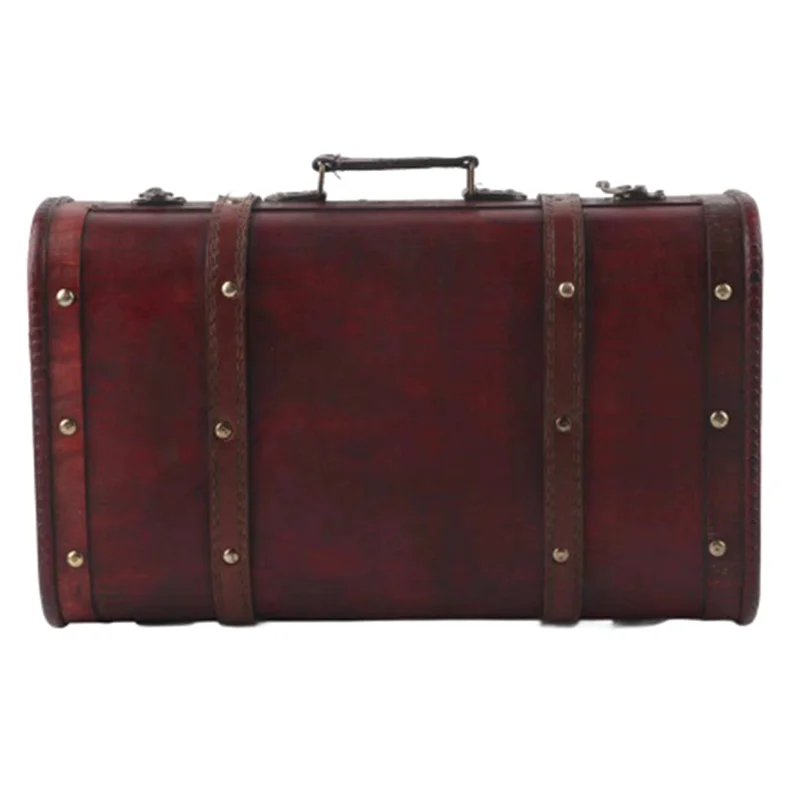 

Portable Vintage Wooden Decorative Suitcase Antique Wooden Case Photography Props Craft Decoration Wood Box Ornament