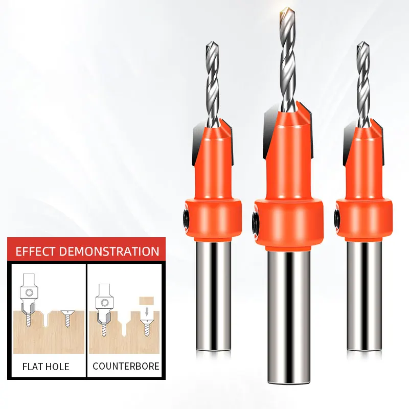 Newshark 2023 New 8mm Shank HSS Woodworking Countersink Router Bit Screw Extractor Demolition for Wood Milling Cutter Power Tool