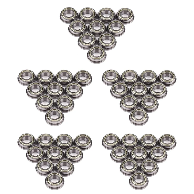 50 Pcs F688ZZ Flanged Radial Ball Bearings Metal Steel Double Shielded Flange Ball Bearing, 8 X 16 X 5Mm For Motor