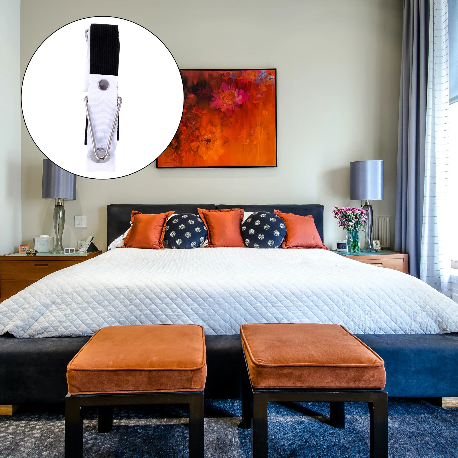 

4pcs Quilt Fasteners Anti-Skid Bed Sheet Fixed Adjustable Quilt Fixators Snaps Lock Type Clips Thick