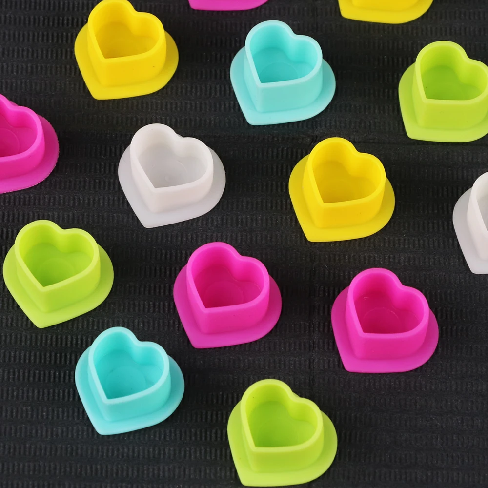 200 قطعة من أكواب حبر الوشم الملونة على شكل قلب - أكواب صبغات من السيليكون لعشاق الوشم ومحترفي التجميل #3