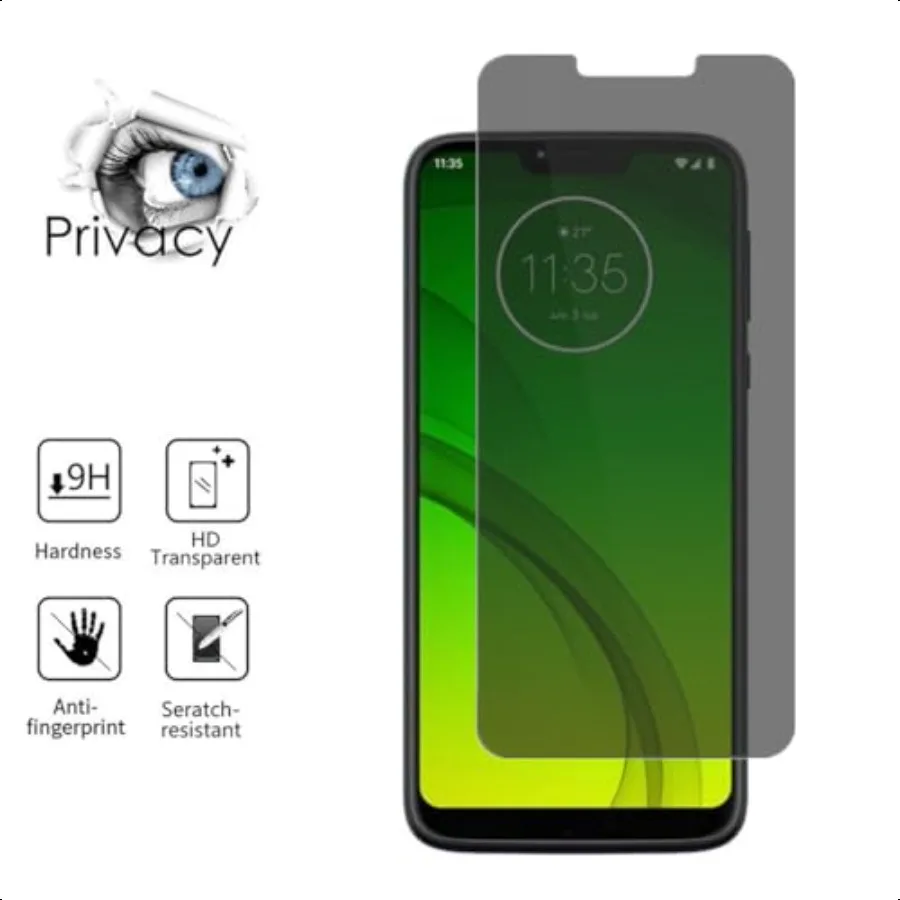 واقي شاشة مضاد للتجسس لهاتف موتورولا موتو G7 Power 6.2 [2PACK] حافظة صديقة للبيئة مضادة للخدش طبقة رقيقة واقية للخصوصية لهاتف Moto G7