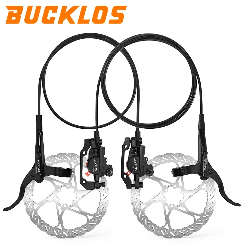 Set Freni Idraulici per Bicicletta BUCKLOS, Freni a Disco Idraulici a 2 Pistoni, Disco Freno per Bicicletta 160mm, Pinza/Leva a Pressione Olio in Lega di Alluminio
