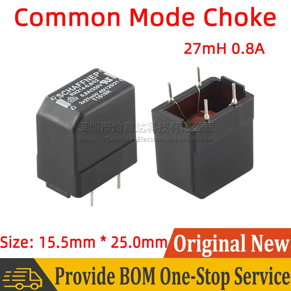 RN214-0.8-02-27M Common Mode Choke Coil Inductor 27mH 0.8A 250V Switching Power Supply Filter Current Compensated Coil