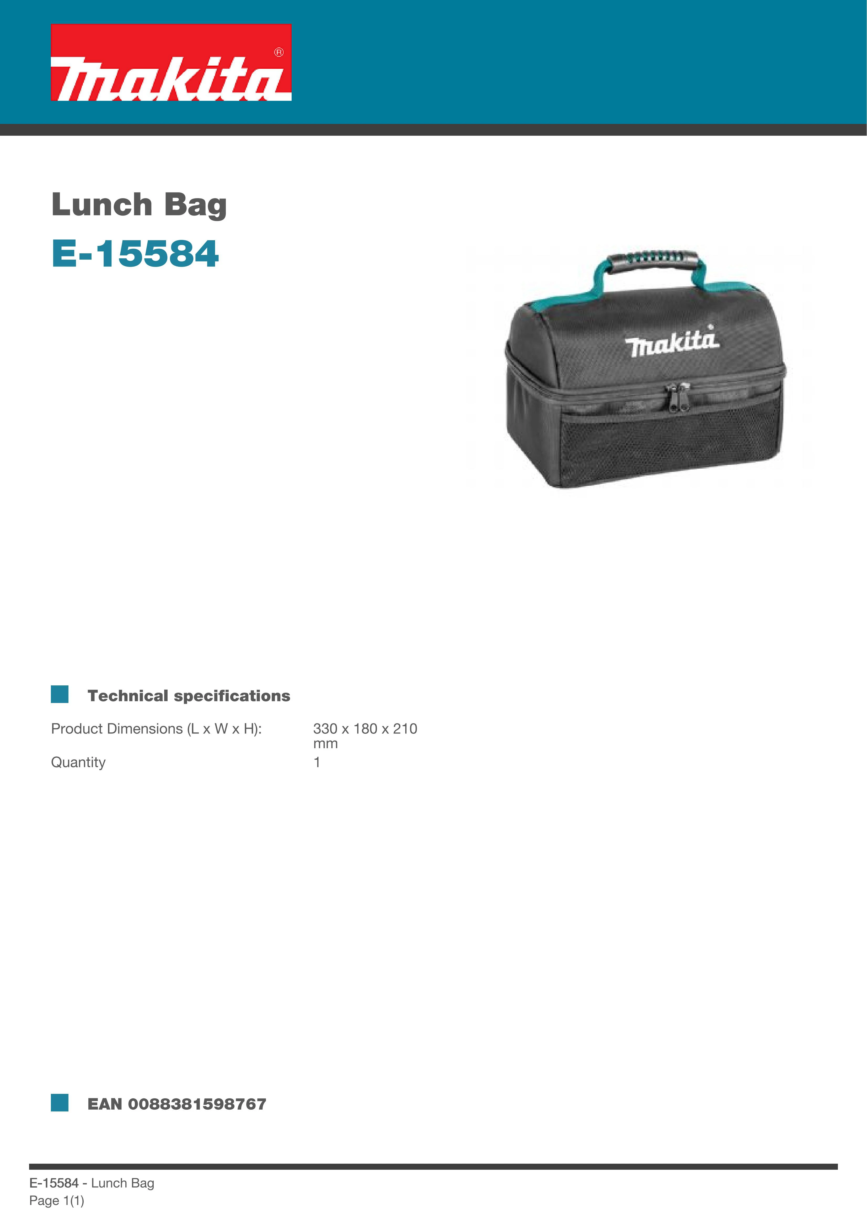 Makita E-15584 Lunch Bag Power Tool Accessories