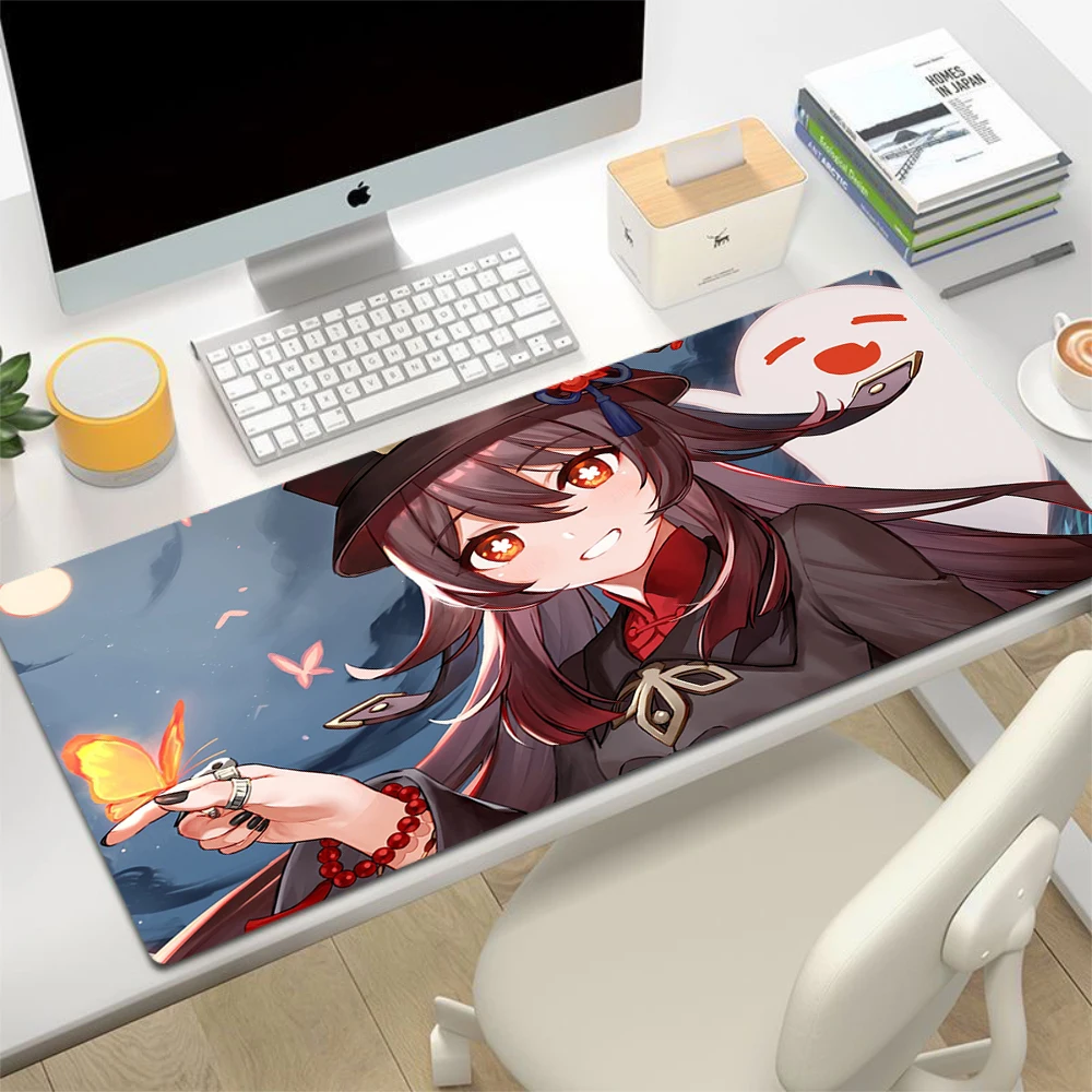 Imagem -03 - Genshin Impacto hu Tao Anime Mouse Pad Grande Gaming Mousepad Tapetes de Borracha Deskmat Acessórios para pc Protetor de Mesa Tapete de Teclado Gamer