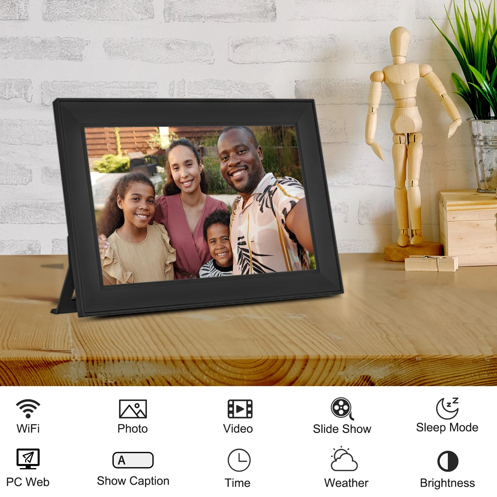 Marco de fotos digital WiFi de 10,1 pulgadas Marco de fotos con pantalla táctil 1280 * 800IPS HD Marco de fotos digital inteligente en la nube 16G, regalos para la familia