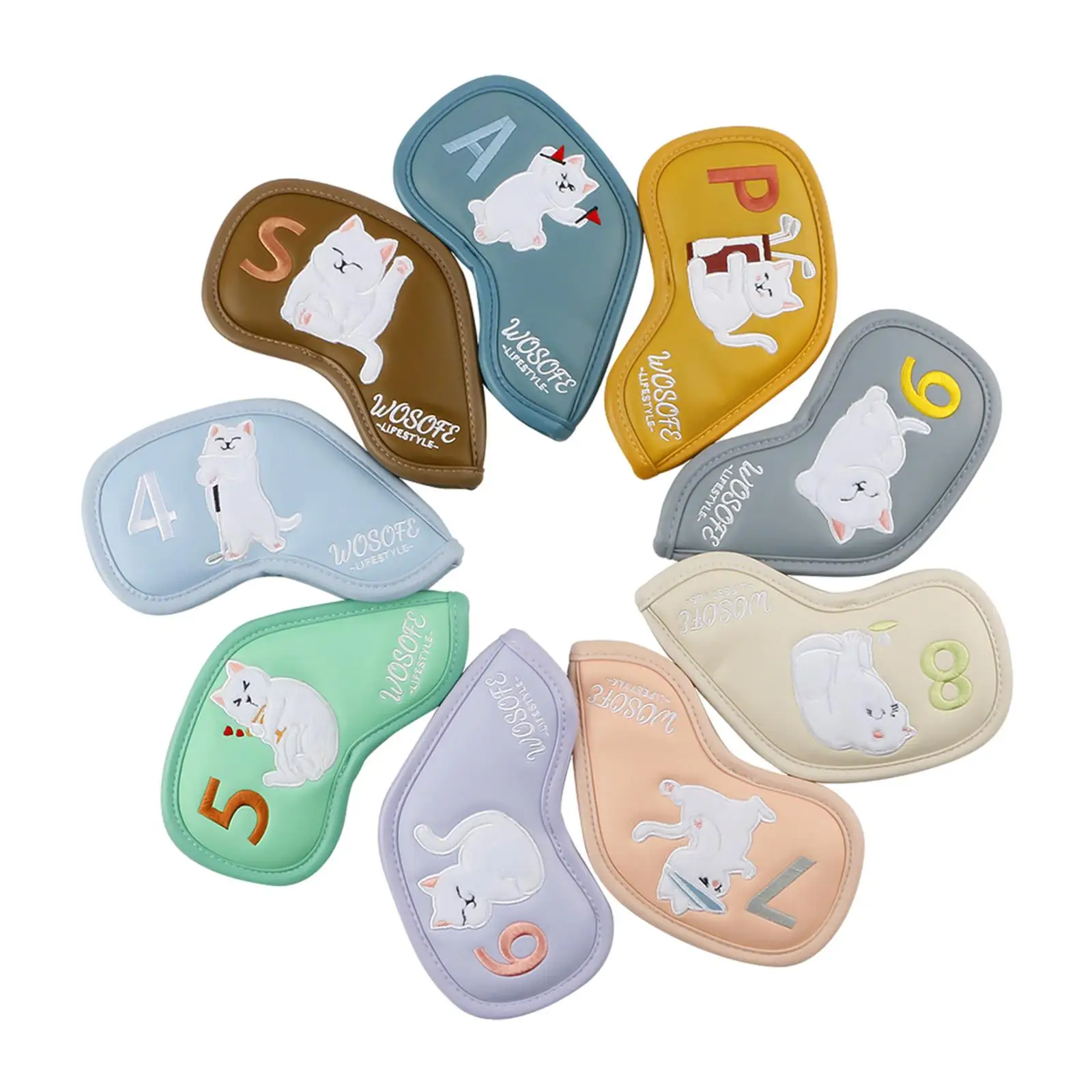 Golf Iron Head Covers Number Tag Display Case PU Leather Protective Sleeve for Club Golfing Accessories