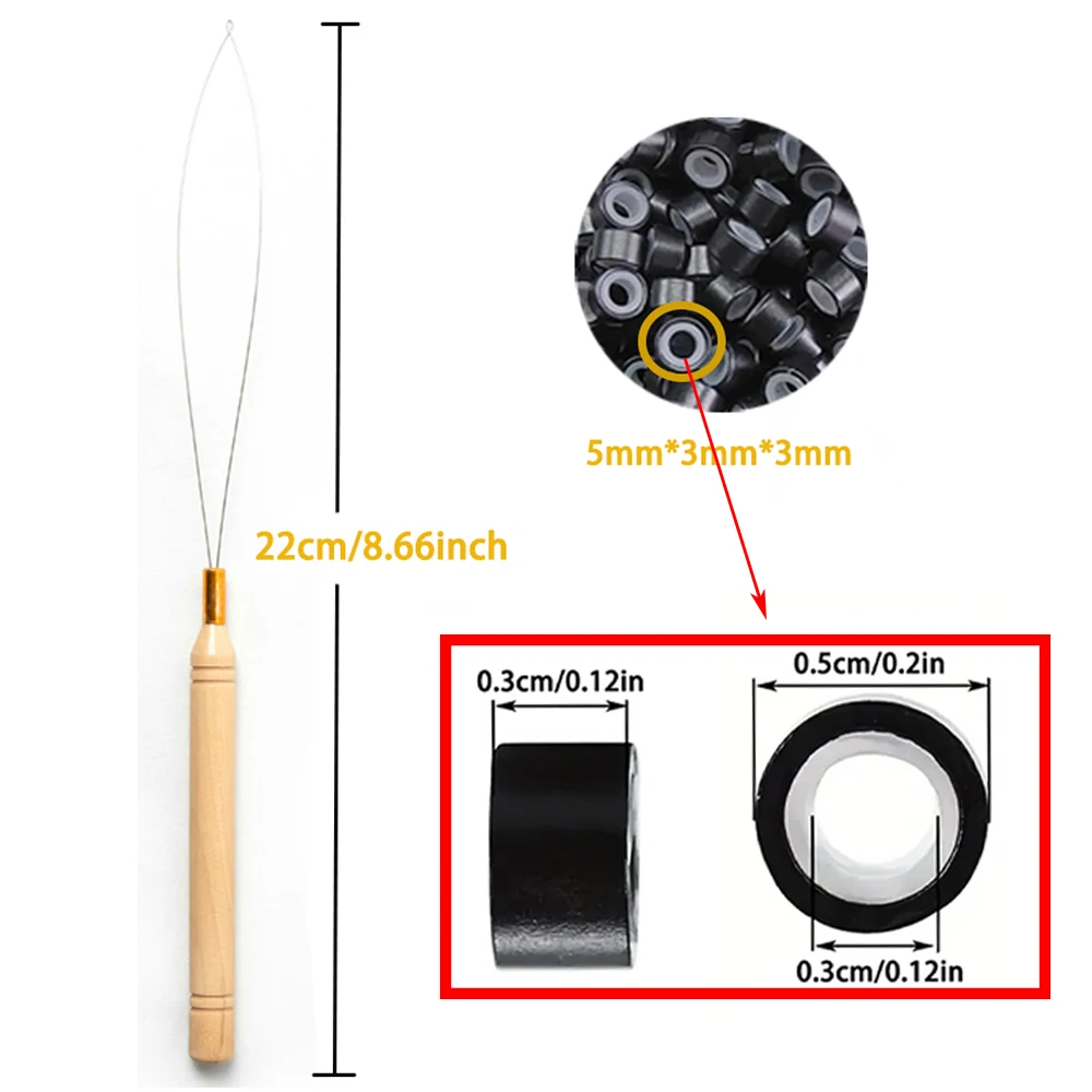 

Набор для наращивания волос Toos: с инструментами и аксессуарами для наращивания париков, бисером и удлинительными кольцами на 250 шт.
