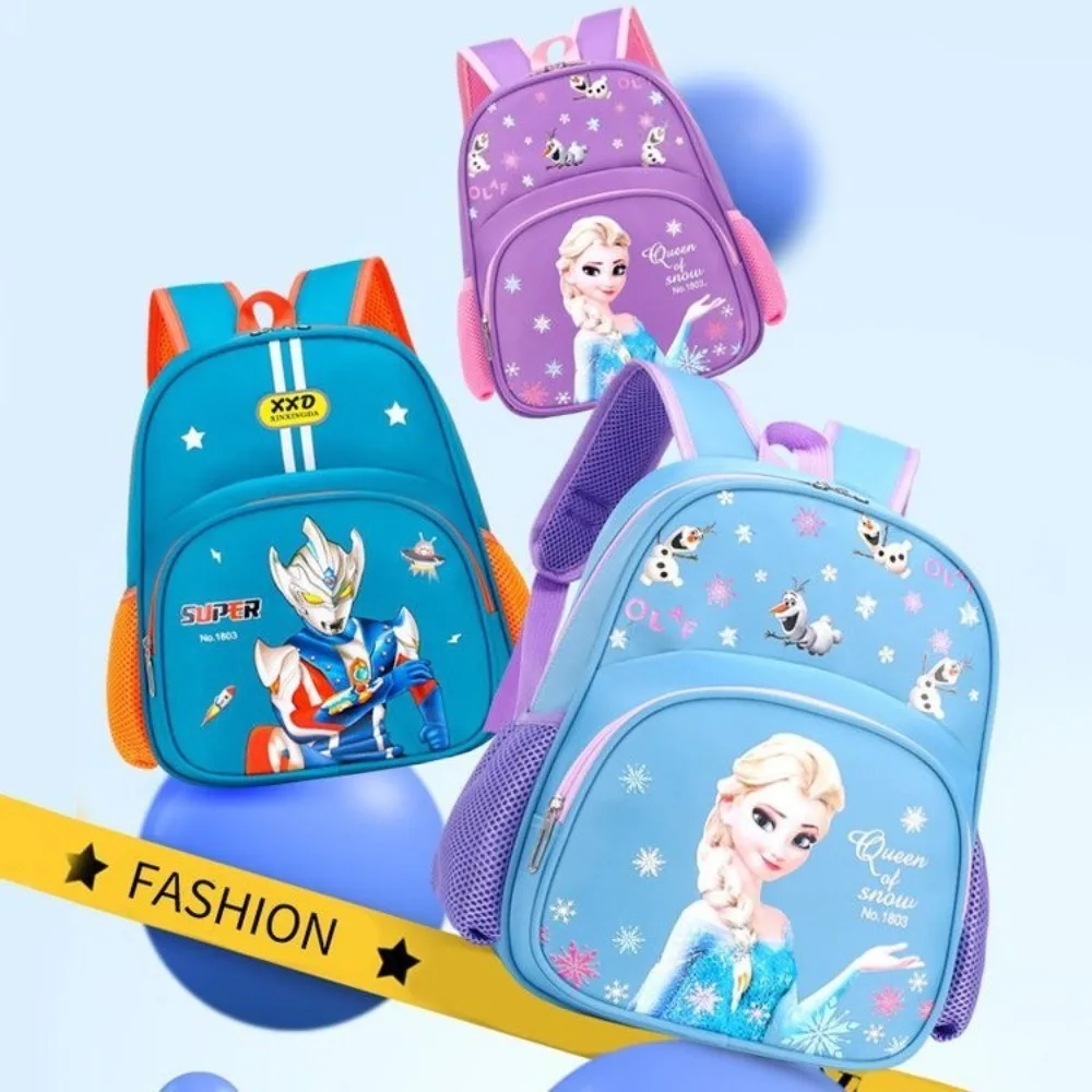 New Elsa Backpacks for Girls Aged 3-7 Large Capacity Waterproof Light Comfortable Breathable Protecting The Spine School Bags