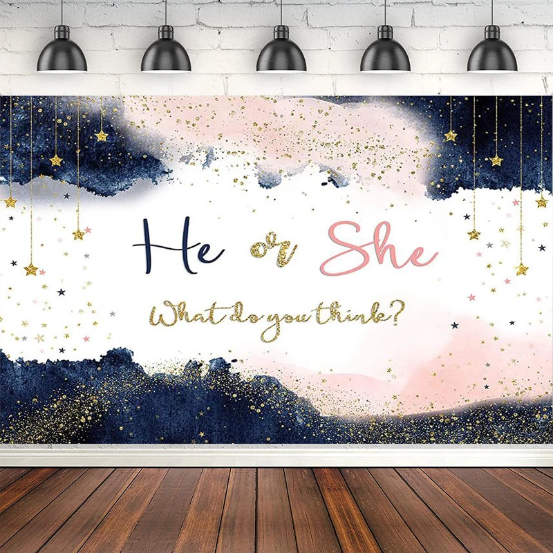 

Navy Blue Blush Pink Gender Reveal Photography Backdrop Boy Or Girl Party Decor Background He Or She Pregnancy Reveal Surprise