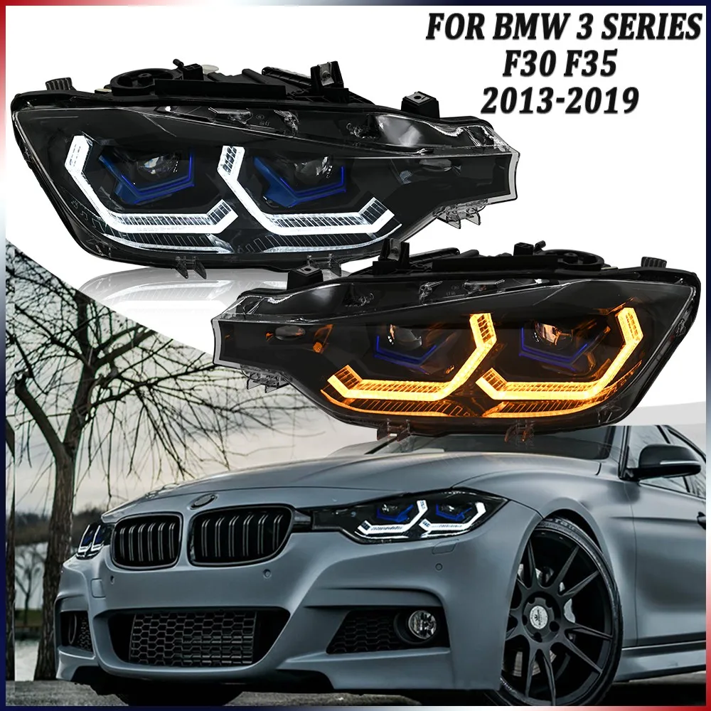 

1 пара полностью светодиодных фар для BMW 3 серии F30 F35 2013-2019, передние фары DRL в сборе, аксессуары для фар