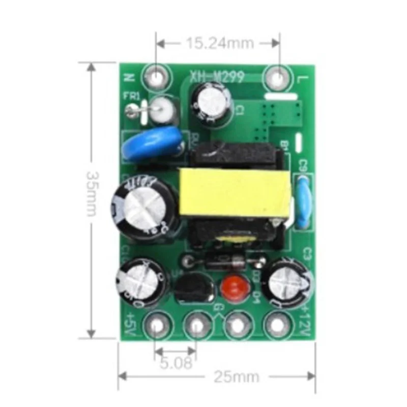 5X Xh-M299 스위칭 전원 공급 장치 모듈 Ac-Dc 절연 Pcb 보드 입력 110-220V 출력 12V0.5A + 5V-PZZW