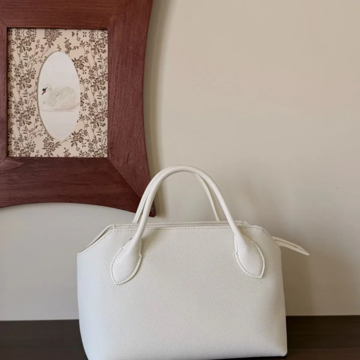 FIRMRANCH 2026 Retro Minimalist Solid Color Low-key Light Luxury Genuine Leather Women's Handbag Bowling Bag Crossbody Purse