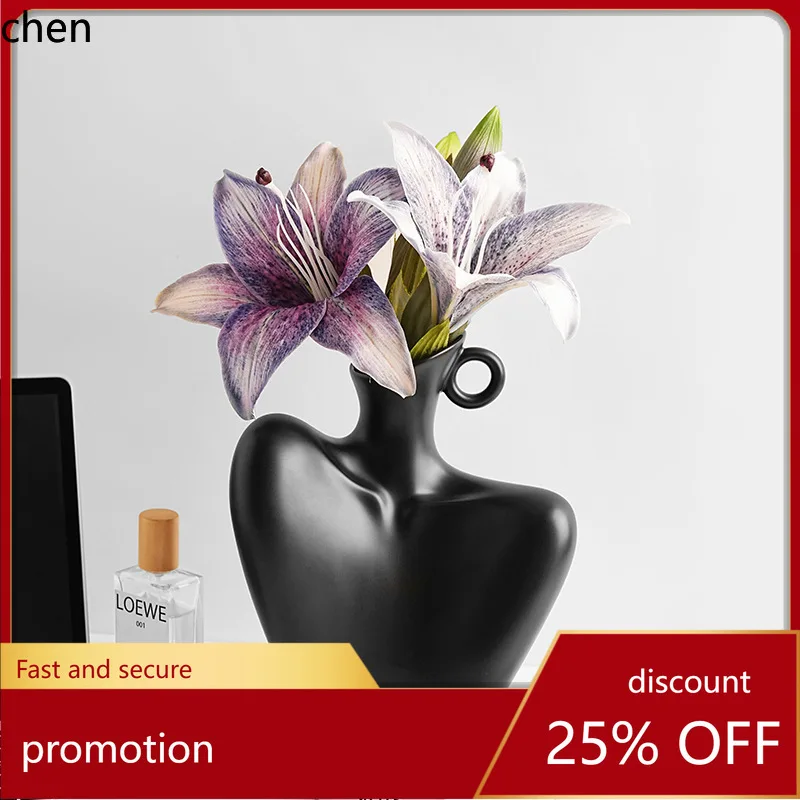 

YFY Wabi-sabi style ceramic vase, high-end decorative item for home living room, flower arrangement vessel
