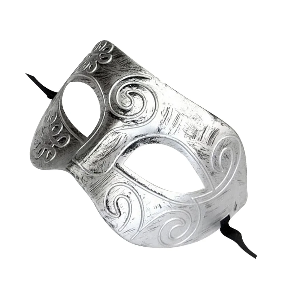 Griechische römische Maskerade-Gesichtsmaske für Männer, silberfarbener Hartplastik, 18 cm x 9 cm, für Erwachsene, männlich, Halloween, Kostüm, Ballmasken, Zubehör