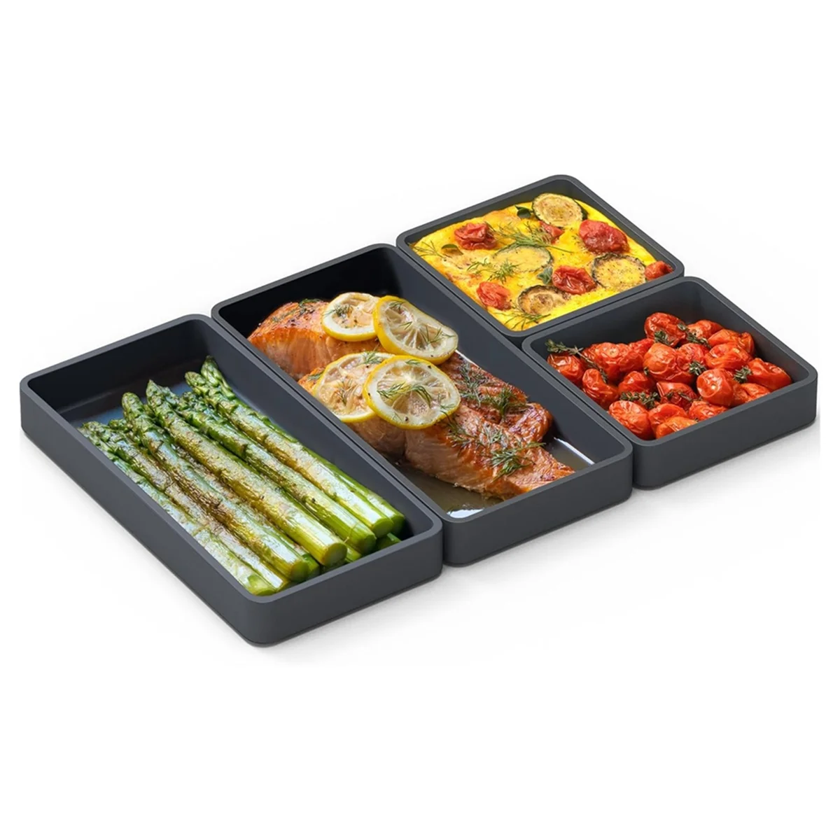 Sheet Pan Dividers for Easy Cooking & Meal Prep - Oven, Microwave, Dishwasher, Fridge-Friendly Nonstick Silicone Trays