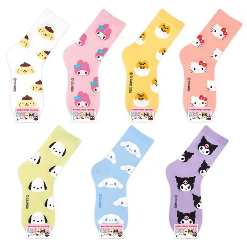 

Kawali Sanrio Hellokitty Kuromi My Melody Cinnamoroll Pochacco Gudetama Cotton Socks Leisure Cute Cartoon Birthday Girls Gift