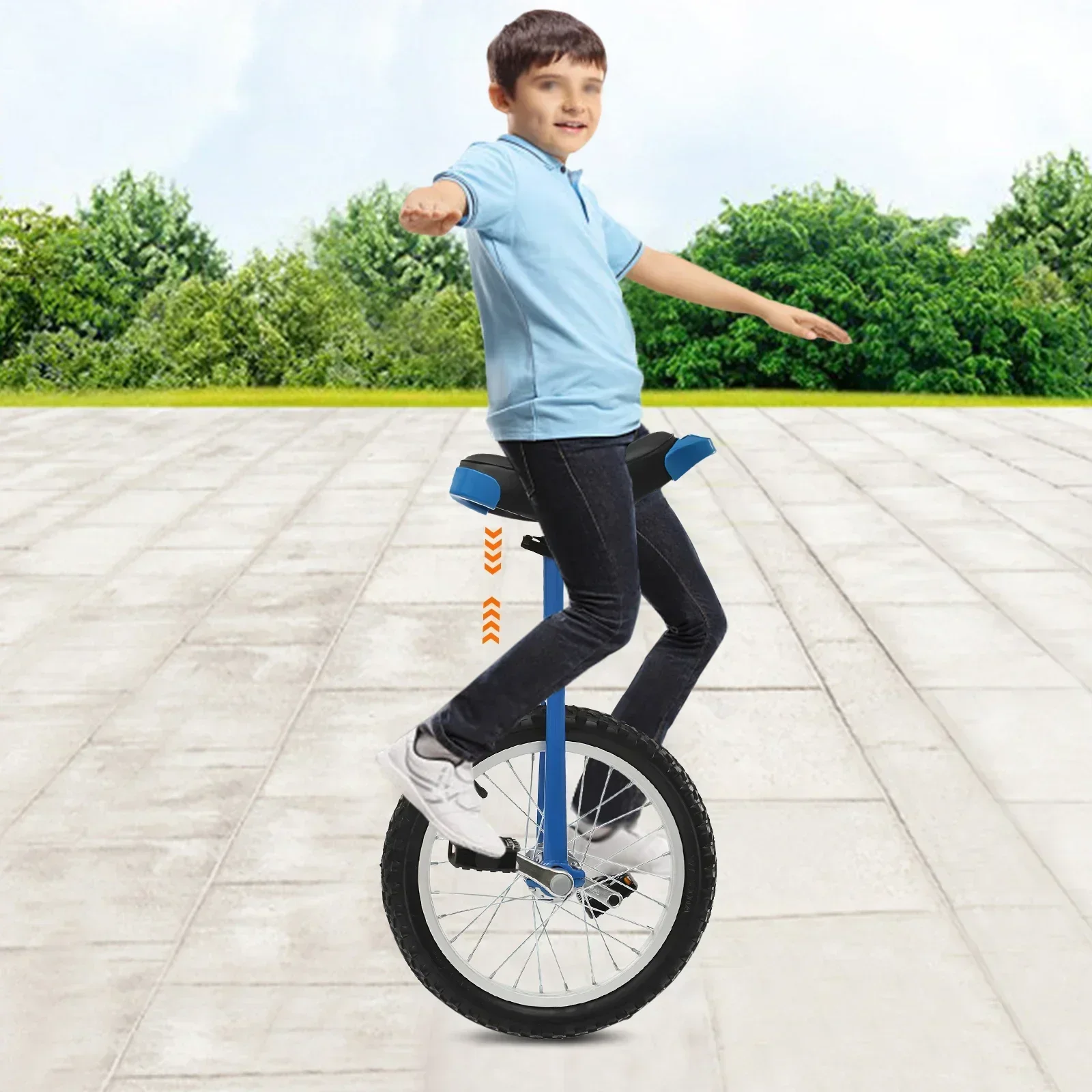 

16In Blue Fun & Fitness Outdoor Unicycle - Adjustable Height One-Wheel Bike for Kids & Adults(7-60 Years) - Max Load 50kg/110lbs